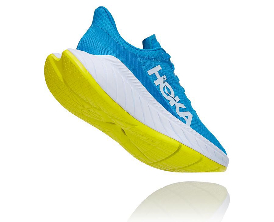 Hoka One One ランニングシューズ レディース 青/白 - カーボンX 2 - ZX0746398